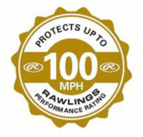 PROTECTS UP TO 100 MPH RAWLINGS PERFORMANCE RATING R Logo (USPTO, 17.07.2012)