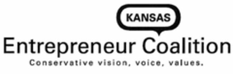 KANSAS ENTREPRENEUR COALITION CONSERVATIVE VISION, VOICE, VALUES Logo (USPTO, 01/28/2013)