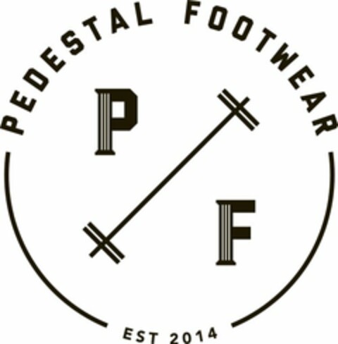 PEDESTAL FOOTWEAR PF EST 2014 Logo (USPTO, 11/25/2014)