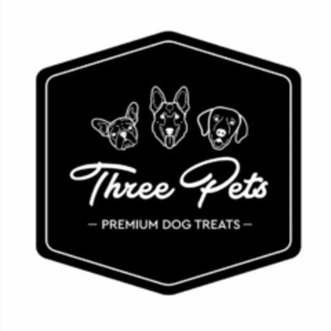 THREE PETS - PREMIUM DOG TREATS - Logo (USPTO, 18.12.2017)