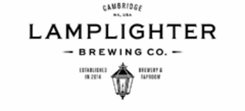 CAMBRIDGE MA, USA LAMPLIGHTER BREWING CO. ESTABLISHED IN 2014 BREWERY & TAPROOM Logo (USPTO, 14.04.2015)