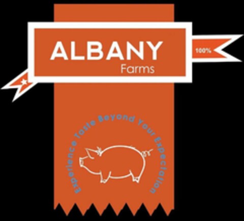 ALBANY FARMS 100% EXPERIENCE TASTE BEYOND YOUR EXPECTATION Logo (USPTO, 25.07.2017)