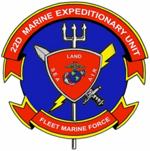 22D MARINE EXPEDITIONARY UNIT FLEET MARINE FORCE LAND SEA AIR Logo (USPTO, 24.04.2014)