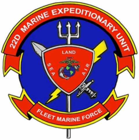 22D MARINE EXPEDITIONARY UNIT FLEET MARINE FORCE LAND SEA AIR Logo (USPTO, 04/24/2014)