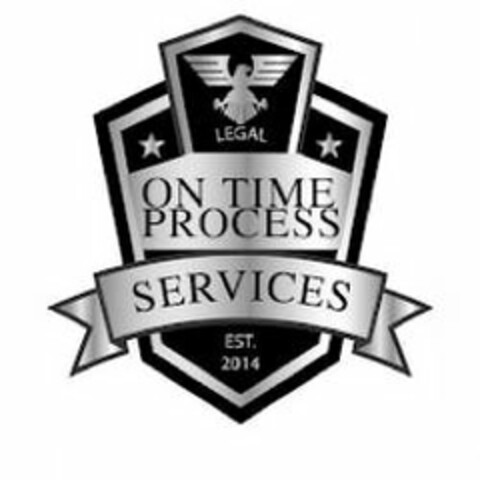 ON TIME PROCESS SERVICES EST. 2014 LEGAL Logo (USPTO, 21.10.2019)