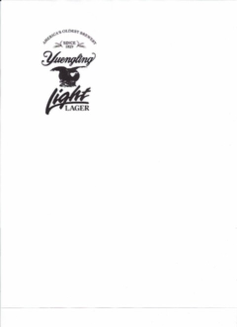 YUENGLING LIGHT LAGER AMERICA'S OLDEST BREWERY SINCE 1829 Logo (USPTO, 28.05.2015)