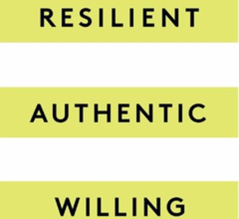 RESILIENT AUTHENTIC WILLING Logo (USPTO, 28.04.2019)