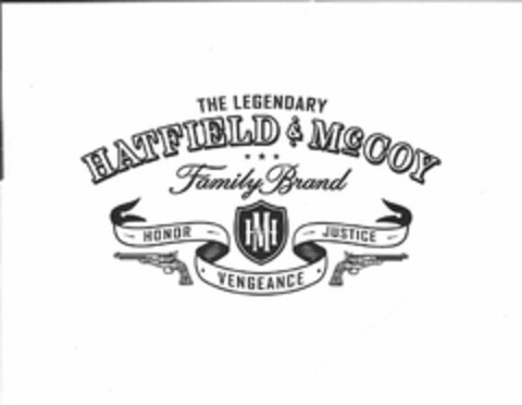 THE LEGENDARY HATFIELD & MCCOY FAMILY BRAND HM HONOR JUSTICE VENGEANCE Logo (USPTO, 10/09/2015)