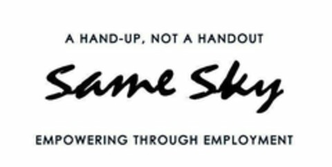 A HAND-UP, NOT A HANDOUT SAME SKY EMPOWERING THROUGH EMPLOYMENT Logo (USPTO, 12/09/2015)