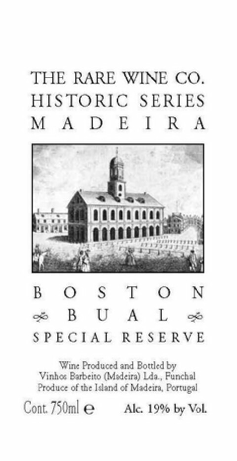 THE RARE WINE CO. HISTORIC SERIES  BOSTON BUAL SPECIAL RESERVE Logo (USPTO, 16.06.2017)