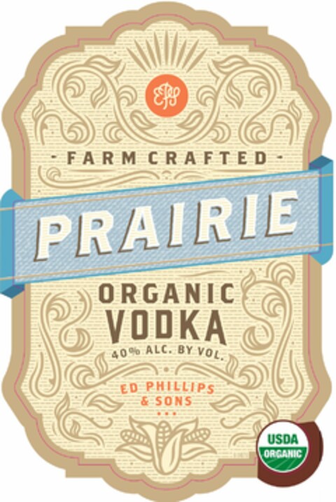 EPS FARM CRAFTED PRAIRIE ORGANIC VODKA 40% ALC. BY VOLUME ED PHILLIPS &AMP; SONS USDA ORGANIC Logo (USPTO, 06/30/2018)