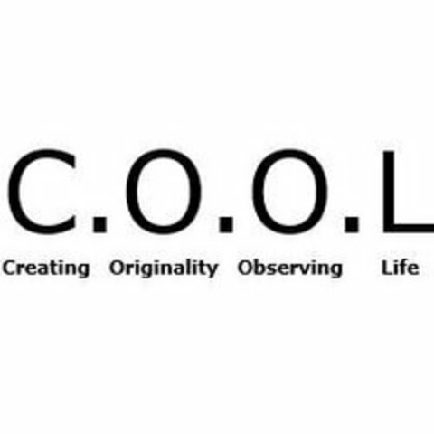 C.O.O.L CREATING ORIGINALITY OBSERVING LIFE Logo (USPTO, 01.09.2019)