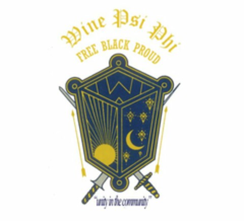 WINE PSI PHI FREE BLACK PROUD W "UNITY IN THE COMMUNITY" Logo (USPTO, 11/23/2015)