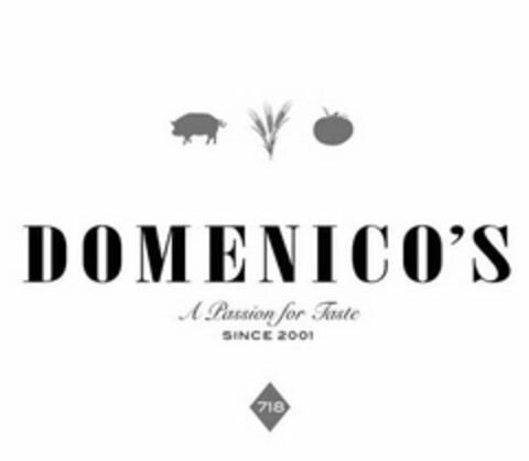 DOMENICO'S A PASSION FOR TASTE SINCE 2001 718 Logo (USPTO, 07.11.2017)