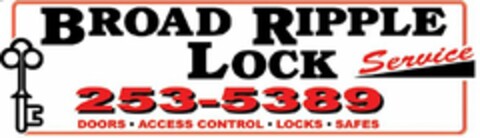 BROAD RIPPLE LOCK SERVICE 253-5389 DOORS · ACCESS CONTROL · LOCKS · SAFES Logo (USPTO, 30.06.2014)