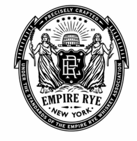 ER EMPIRE RYE NEW YORK PRECISELY CRAFTED UNDER THE STANDARDS OF THE EMPIRE RYE WHISKEY ASSOCIATION MM XV Logo (USPTO, 14.09.2017)