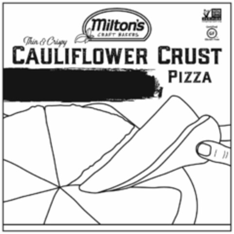 MILTON'S CRAFT BAKERS THIN & CRISPY CAULIFLOWER CRUST PIZZA NON GMO VERIFIED NONGMOPROJECT.ORG CERTIFIED GF GLUTEN-FREE Logo (USPTO, 24.06.2019)