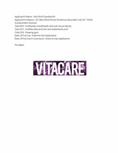 VITACARE Logo (USPTO, 07/21/2010)