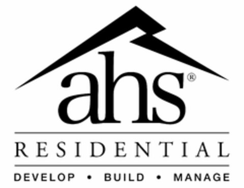 AHS RESIDENTIAL DEVELOP · BUILD · MANAGE Logo (USPTO, 15.08.2018)