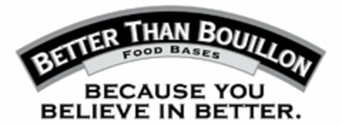 BETTER THAN BOUILLON FOOD BASES BECAUSE YOU BELIEVE IN BETTER. Logo (USPTO, 23.03.2015)