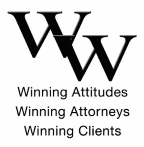 WW WINNING ATTITUDES WINNING ATTORNEYS WINNING CLIENTS Logo (USPTO, 14.01.2014)