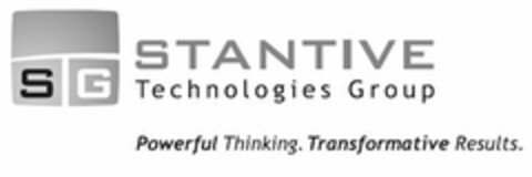 STG STANTIVE TECHNOLOGIES GROUP POWERFUL THINKING. TRANSFORMATIVE RESULTS. Logo (USPTO, 09/22/2009)