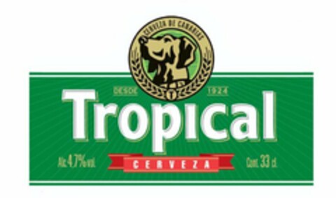 TROPICAL CERVEZA CERVEZA DE CANARIAS  T DESDE 1924 Logo (USPTO, 22.10.2009)