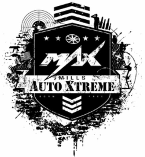123456 MAX MILLS AUTO XTREME BORN FREE Logo (USPTO, 07/06/2015)