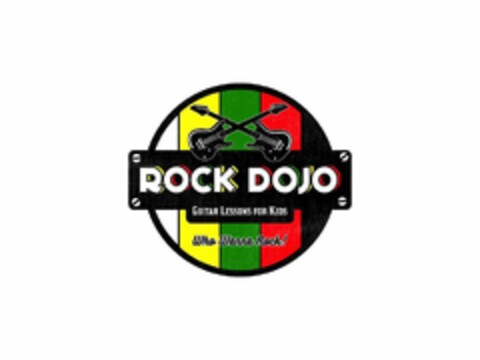 ROCK DOJO GUITAR LESSONS FOR KIDS WHO WANNA ROCK! Logo (USPTO, 17.11.2017)