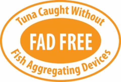 TUNA CAUGHT WITHOUT FISH AGGREGATING DEVICES AND FAD FREE Logo (USPTO, 13.12.2017)