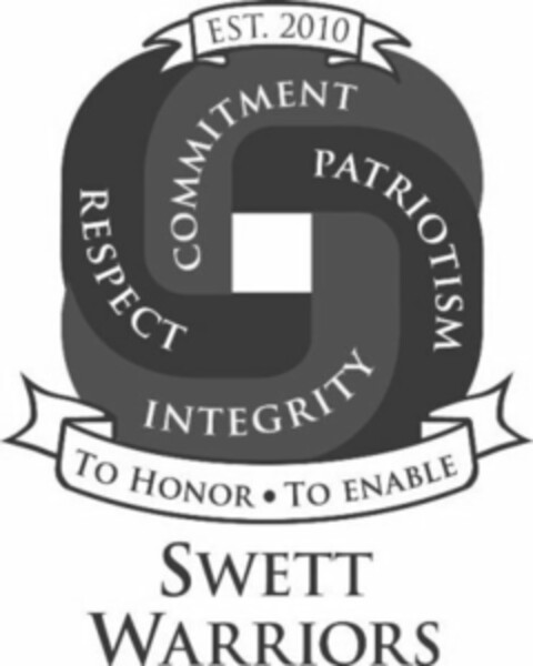 SWETT WARRIORS EST. 2010 RESPECT COMMITMENT PATRIOTISM INTEGRITY TO HONOR TO ENABLE Logo (USPTO, 27.11.2012)