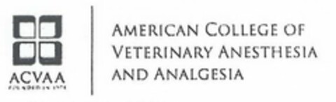 ACVAA FOUNDED IN 1975 AMERICAN COLLEGE OF VETERINARY ANESTHESIA AND ANALGESIA Logo (USPTO, 01.10.2014)