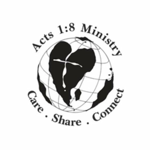 ACTS 1:8 MINISTRY CARE· SHARE · CONNECT Logo (USPTO, 23.06.2009)