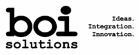 BOI SOLUTIONS IDEAS. INTEGRATION. INNOVATION. Logo (USPTO, 11/01/2011)