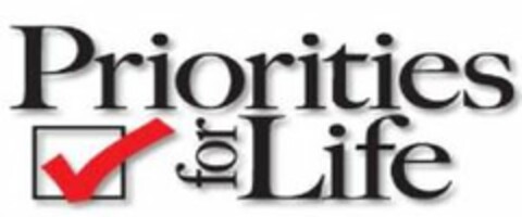 PRIORITIES FOR LIFE Logo (USPTO, 04/14/2014)