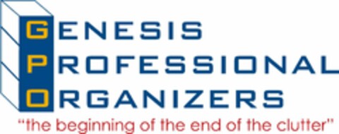 GENESIS PROFESSIONAL ORGANIZERS "THE BEGINNING OF THE END OF THE CLUTTER" Logo (USPTO, 17.09.2009)