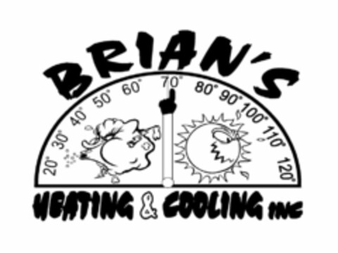 BRIAN'S HEATING & COOLING INC 20° 30° 40° 50° 60° 70° 80° 90° 100° 110° 120° Logo (USPTO, 26.07.2013)