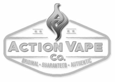 ACTION VAPE CO. ORIGINAL · GUARANTEED ·AUTHENTIC Logo (USPTO, 02.11.2018)