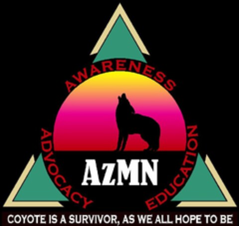 AWARENESS; ADVOCACY; EDUCATION; AZMN; COYOTE IS A SURVIVOR, AS WE ALL HOPE TO BE. Logo (USPTO, 13.07.2016)