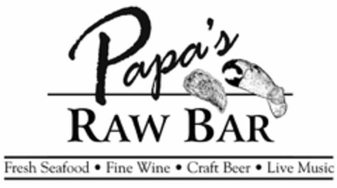 PAPA'S RAW BAR FRESH SEAFOOD · FINE · WINE · CRAFT BEER · LIVE MUSIC Logo (USPTO, 08/06/2017)