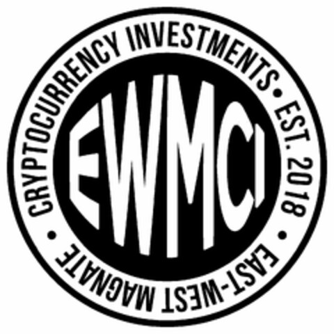 EWMCI CRYPTOCURRENCY INVESTMENTS · EST.2018 · EAST-WEST MAGNATE Logo (USPTO, 18.12.2019)