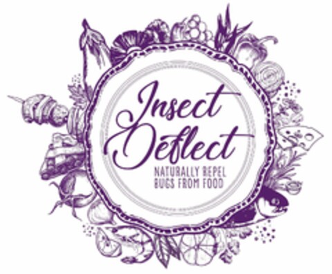 INSECT DEFLECT NATURALLY REPEL BUGS FROM FOOD Logo (USPTO, 08/28/2020)