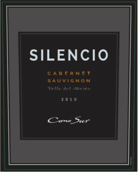 SILENCIO CABERNET SAUVIGNON VALLE DEL MAIPO 2010 CONO SUR Logo (USPTO, 27.03.2015)