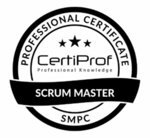 PROFESSIONAL CERTIFICATE CERTIPROF PROFESSIONAL KNOWLEDGE SCRUM MASTER SMPC Logo (USPTO, 21.09.2018)