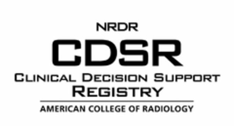NRDR CDSR CLINICAL DECISION SUPPORT REGISTRY AMERICAN COLLEGE OF RADIOLOGY Logo (USPTO, 12.03.2020)