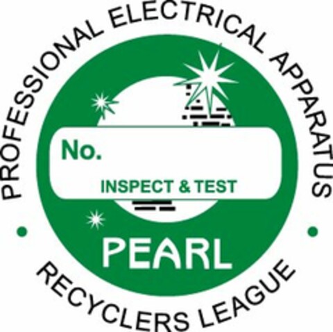 PEARL · PROFESSIONAL ELECTRICAL APPARATUS · RECYCLERS LEAGUE NO. INSPECT & TEST Logo (USPTO, 19.12.2013)