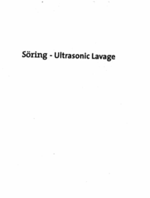 SÖRING - ULTRASONIC LAVAGE Logo (USPTO, 20.12.2010)