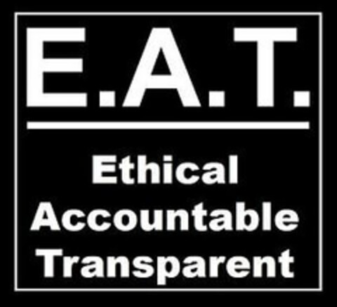 E.A.T. ETHICAL ACCOUNTABLE TRANSPARENT Logo (USPTO, 14.06.2018)