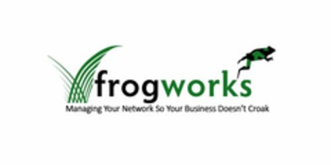 FROGWORKS MANAGING YOUR NETWORK SO YOUR BUSINESS DOESN'T CROAK Logo (USPTO, 13.12.2009)