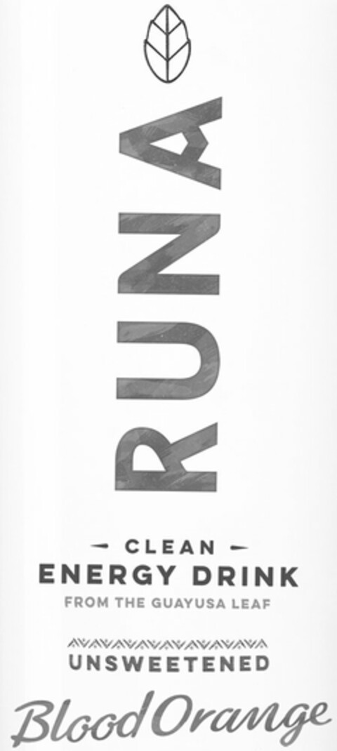 RUNA CLEAN ENERGY DRINK FROM THE GUAYUSA LEAF UNSWEETENED BLOOD ORANGE Logo (USPTO, 09/15/2016)